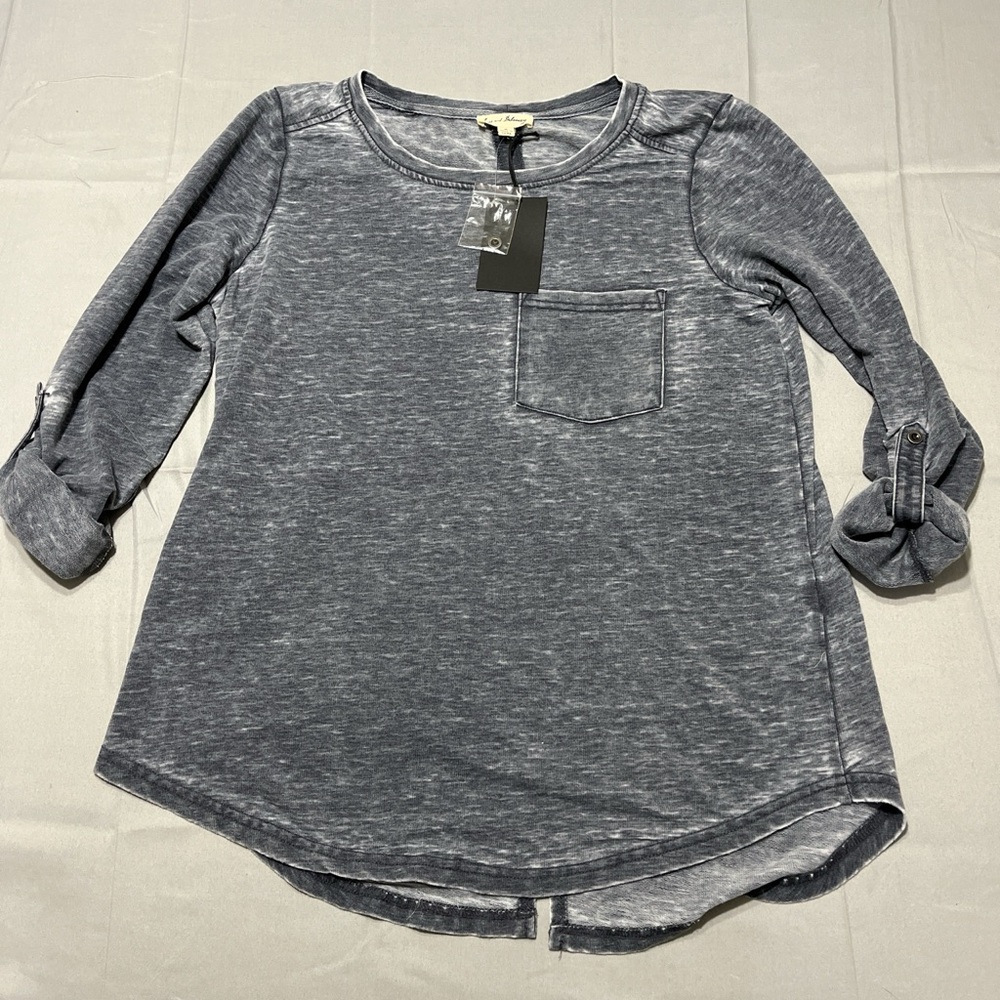 NWT Jane & Delancey Women's‎ Gray Slub Knit long Sleeve Pocket Blouse Size M